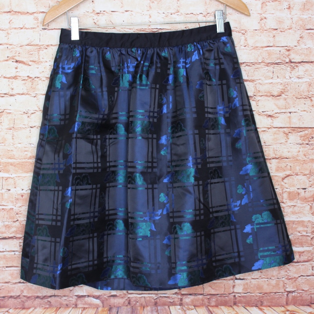 J. Crew | Floral Plaid Full Skirt w/Pockets